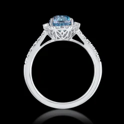 Cluster 4.05ct Blue Zircon and Diamond White Gold Ring