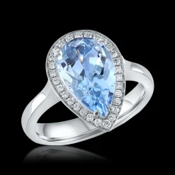 Cluster 3.09ct Aquamarine and Diamond White Gold Ring