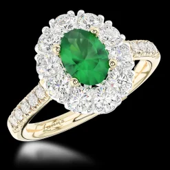 Cluster 1.18ct Emerald Yellow Gold/Platinum Ring