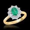 Cluster 0.51ct Emerald Yellow Gold Ring