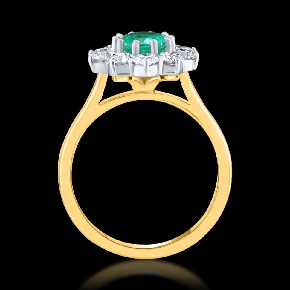 Cluster 1.14ct Emerald Yellow Gold Ring