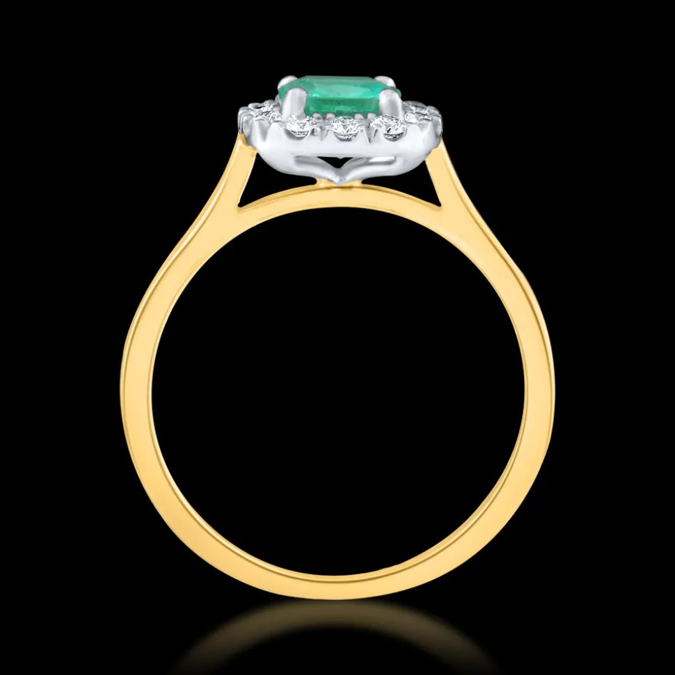 Cluster 0.76ct Emerald Yellow Gold Ring