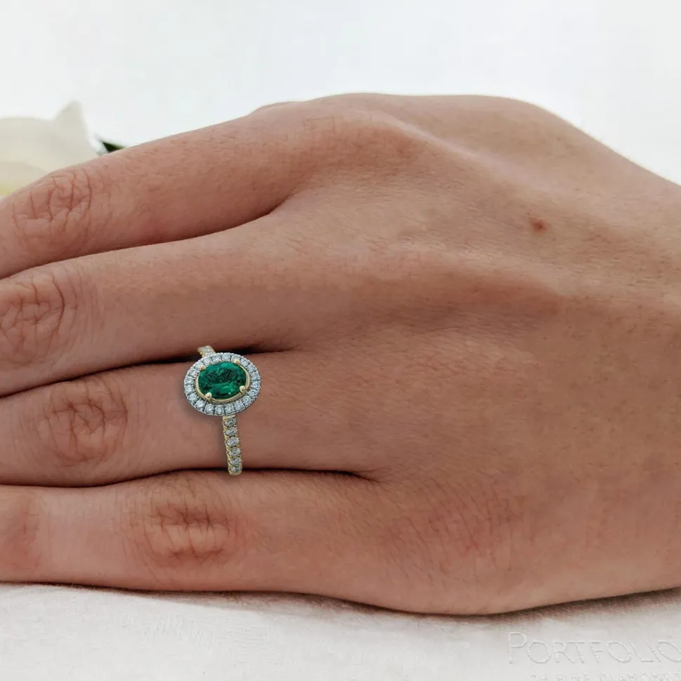 Cluster 0.70ct Emerald Yellow Gold/Platinum Ring