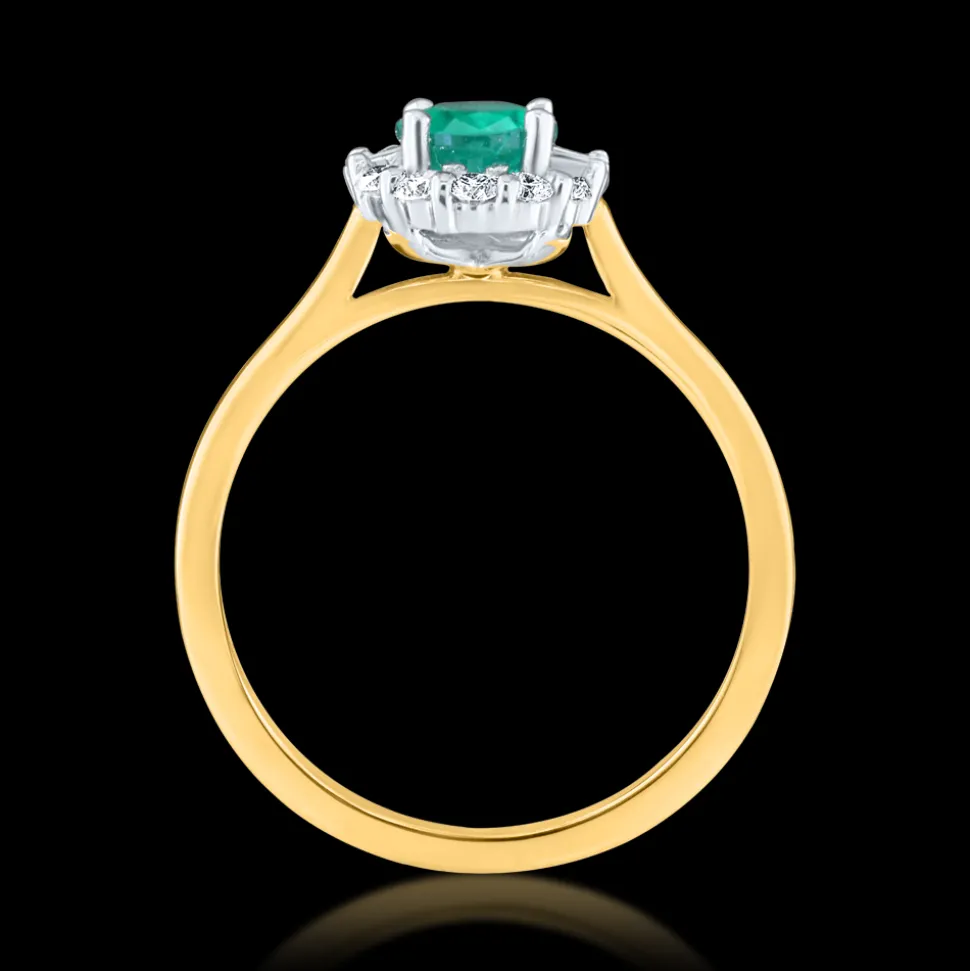 Cluster 0.73ct Emerald Yellow Gold Ring