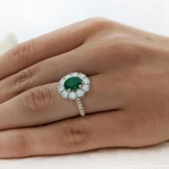 Cluster 1.10ct Emerald Yellow Gold/Platinum Ring
