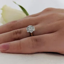 Cluster 0.16ct F SI Diamond Yellow Gold/Platinum Ring