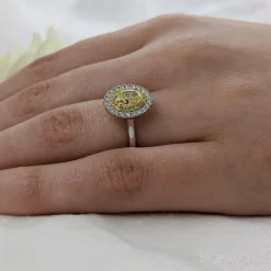 Cluster 1.15ct Fancy Light Yellow VS2 Yellow Diamond Platinum/Yellow Ring