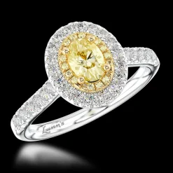 Cluster 0.36ct Fancy Yellow SI1 Yellow Diamond Platinum/Yellow Ring
