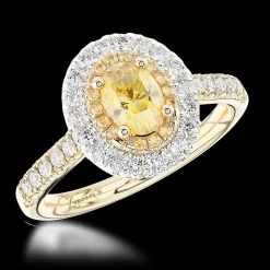Cluster 0.40ct Fancy Yellow VS1 Yellow Diamond Yellow Gold/Platinum Ring