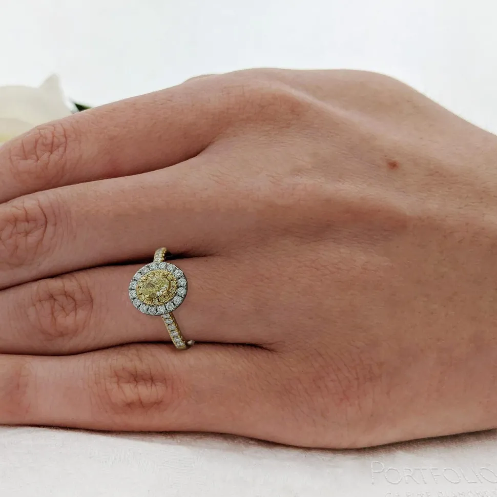 Cluster 0.40ct Fancy Yellow VS1 Yellow Diamond Yellow Gold/Platinum Ring