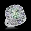 Cluster 2.81ct Green Tourmaline White Gold Ring