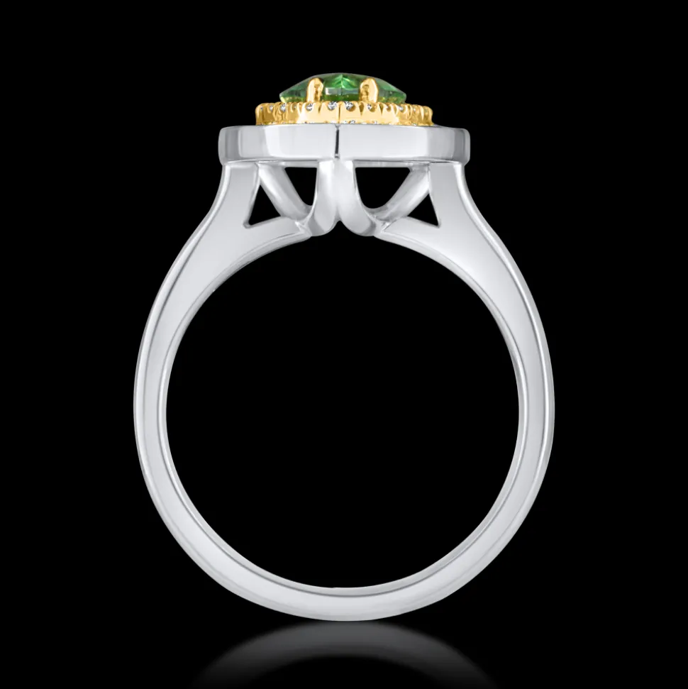 Cluster 1.20ct Green Tourmaline White Gold Ring