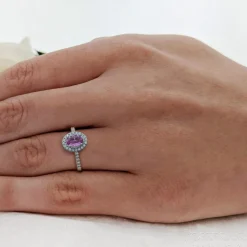 Cluster 0.84ct Pink Sapphire Rose Gold/Platinum Ring