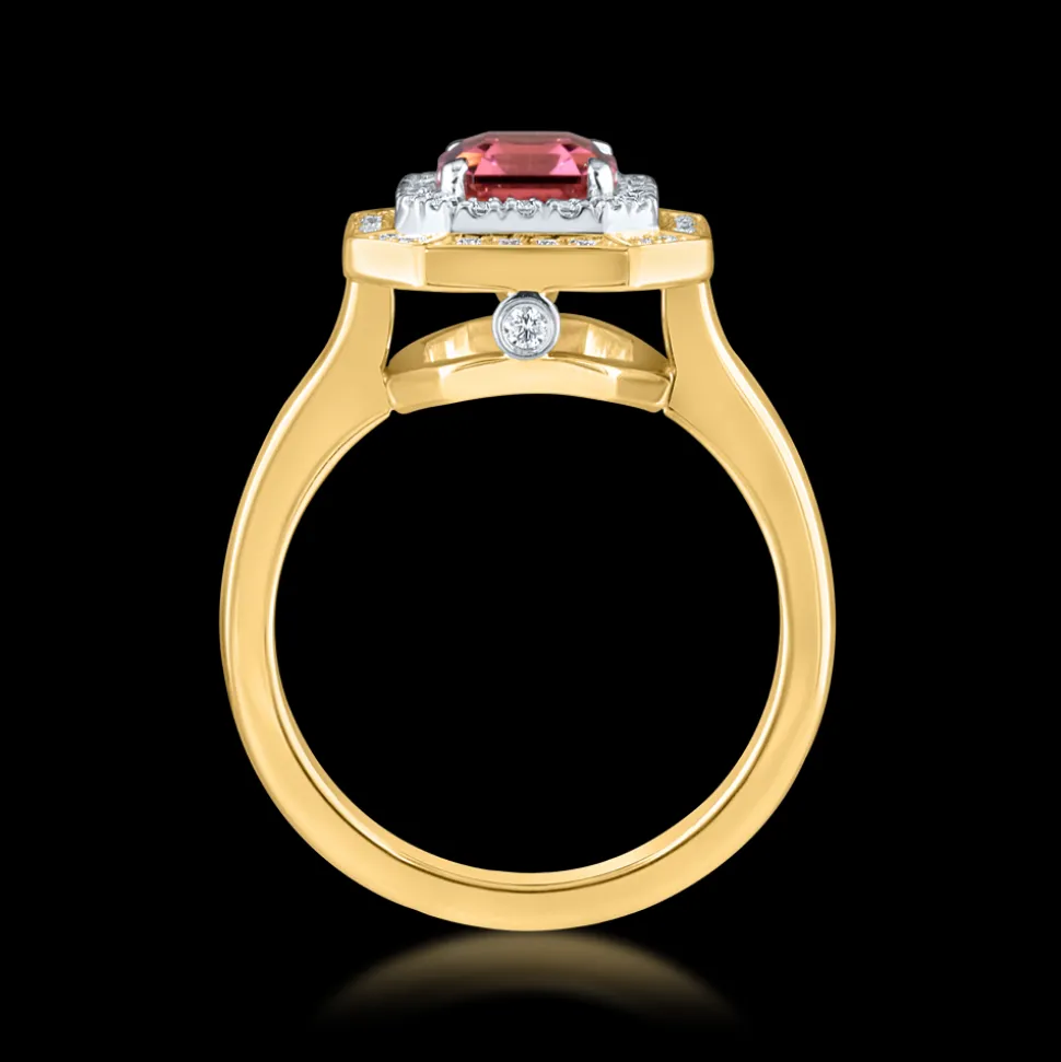 Cluster 1.59ct Pink Tourmaline Yellow Gold Ring