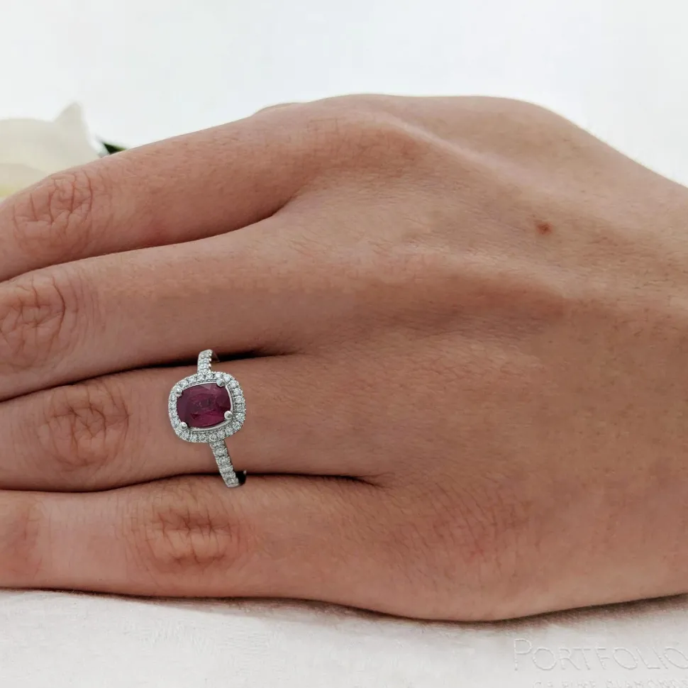 Cluster 1.29ct Ruby Platinum Ring