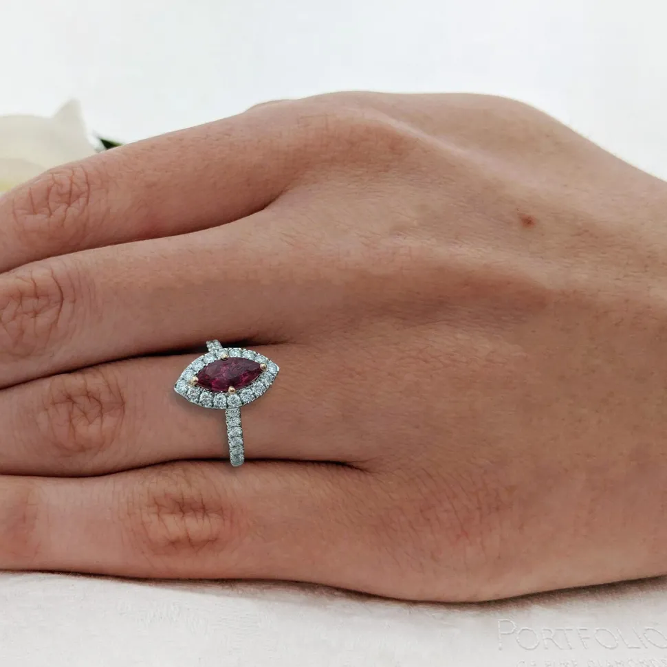 Cluster 1.02ct Ruby Platinum/Rose Gold Ring