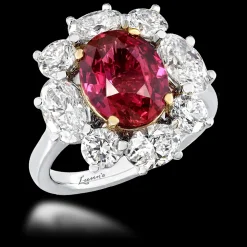 Cluster 3.45ct Ruby Platinum/Yellow Gold Ring