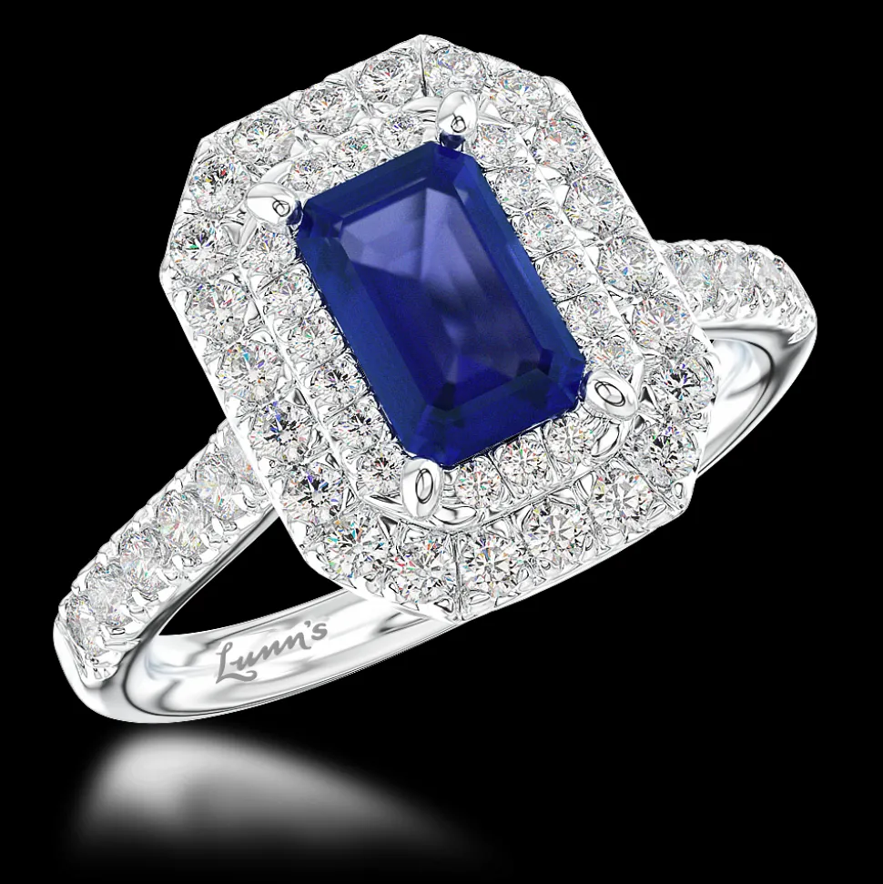Cluster 0.92ct Sapphire Platinum Ring