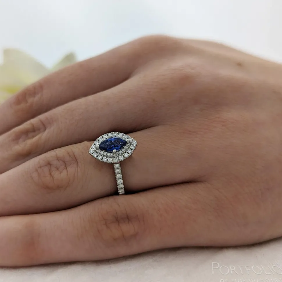 Cluster 1.07ct Sapphire Platinum Ring