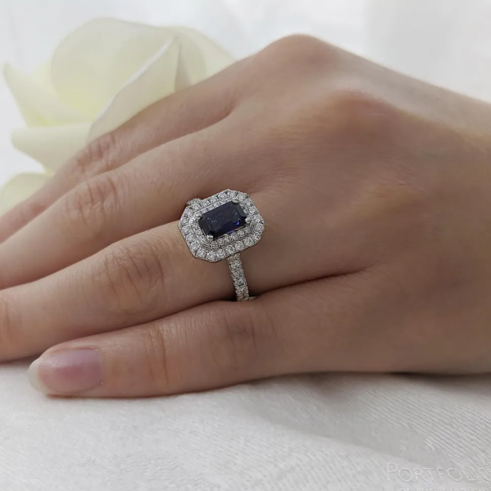 Cluster 0.92ct Sapphire Platinum Ring