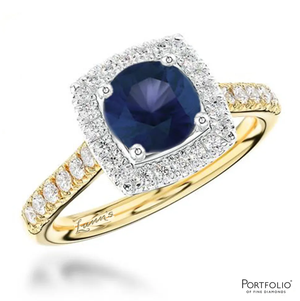 Cluster 0.53ct Sapphire Yellow Gold/Platinum Ring