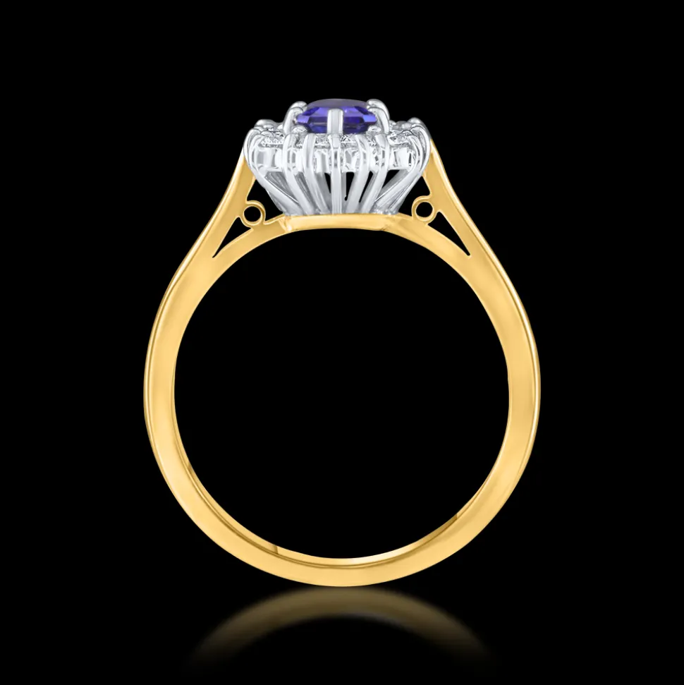 Cluster 0.68ct Sapphire Yellow Gold Ring