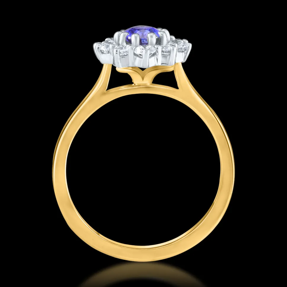 Cluster 1.16ct Sapphire Yellow Gold Ring