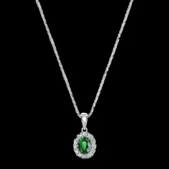 0.26ct Emerald and Diamond White Gold Necklace