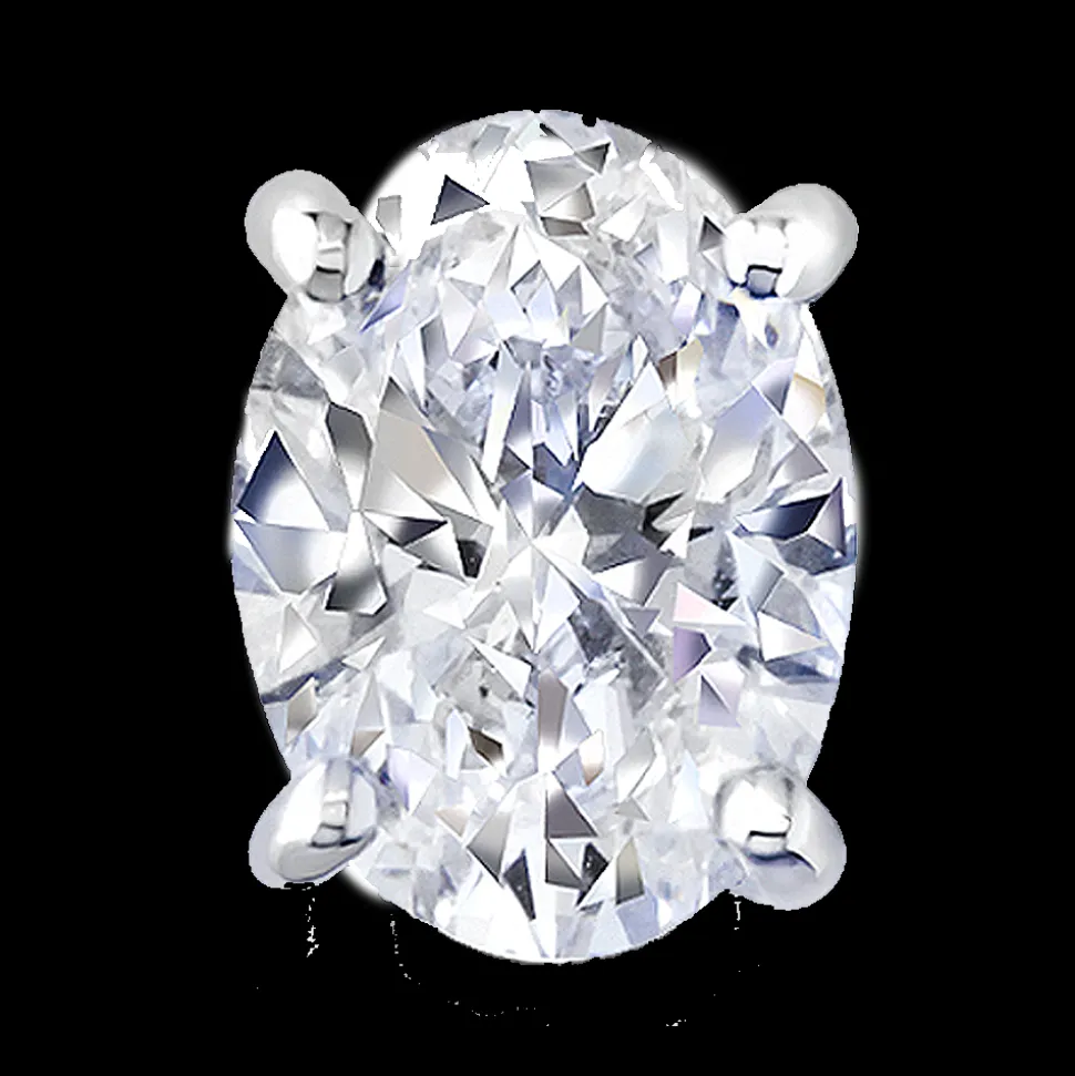 1.40ct F SI1 Oval Cut Diamond 18 Carat White Gold Earrings