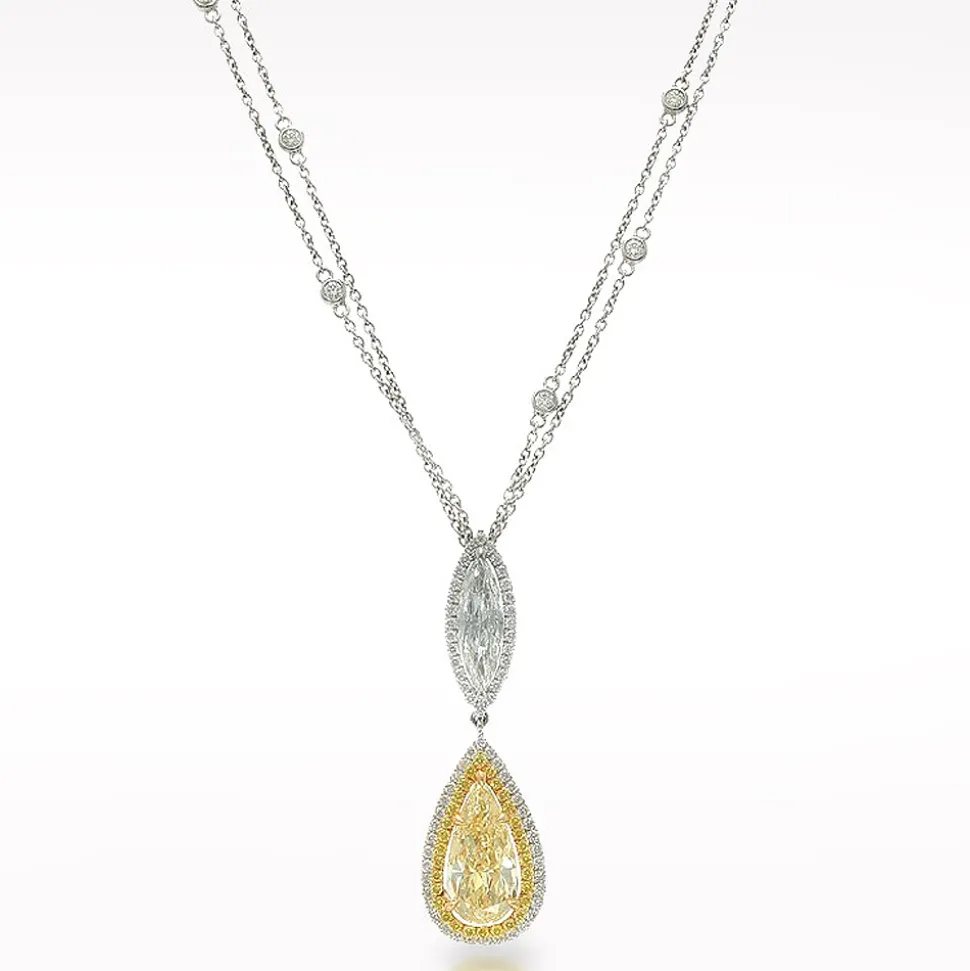 2.28ct Fancy Yellow Diamond White Gold Necklace