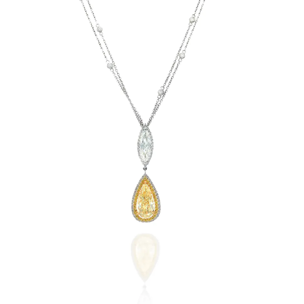 2.28ct Fancy Yellow Diamond White Gold Necklace