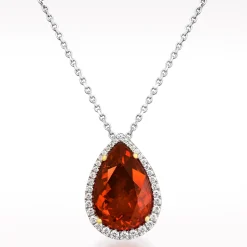 5.96ct Fire Opal And Diamond White Gold Necklace