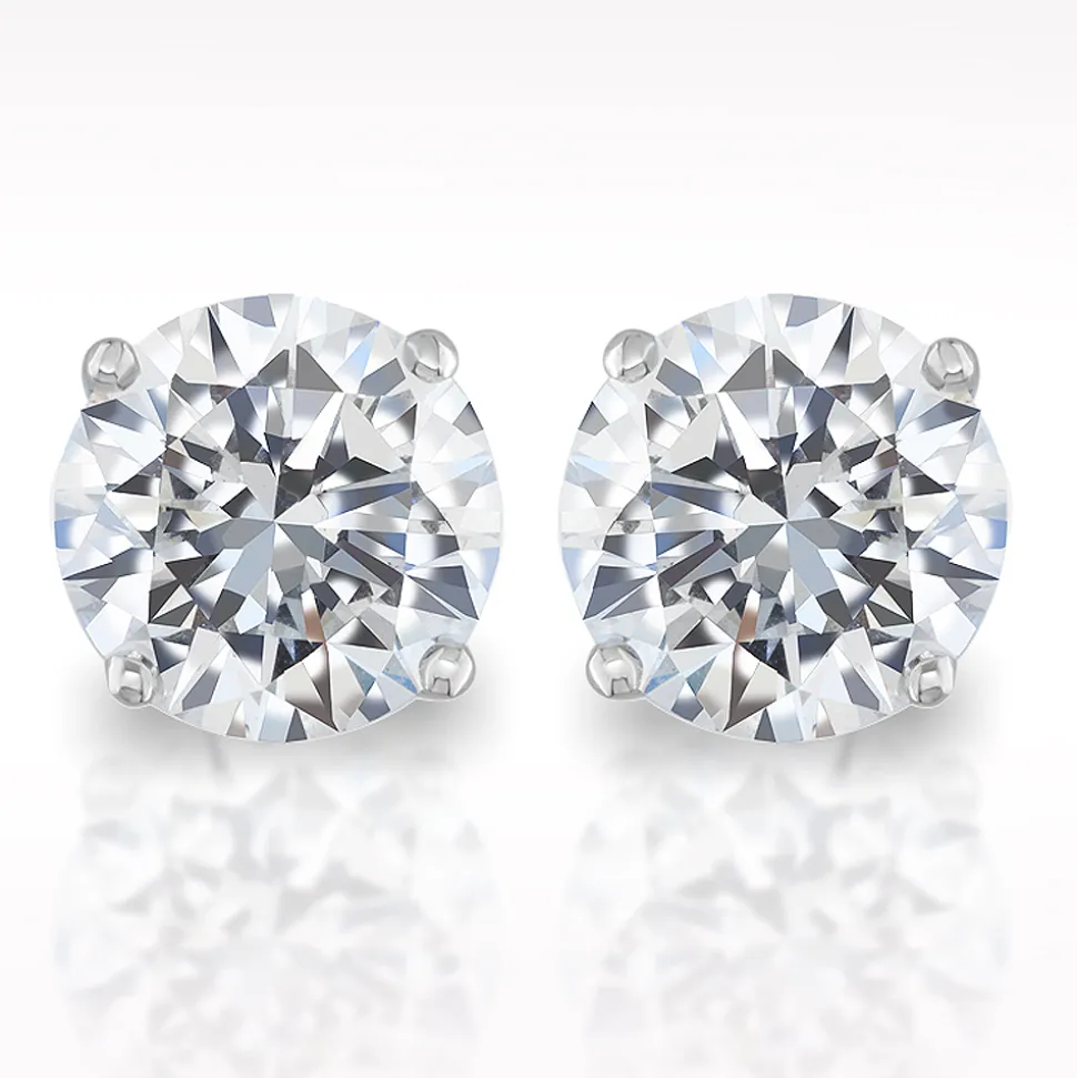 4.02ct H SI2 Brilliant Cut Diamond 18 Carat White Gold Earrings
