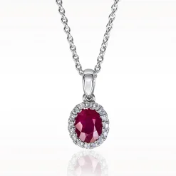 0.81ct Ruby and Diamond White Gold Necklace