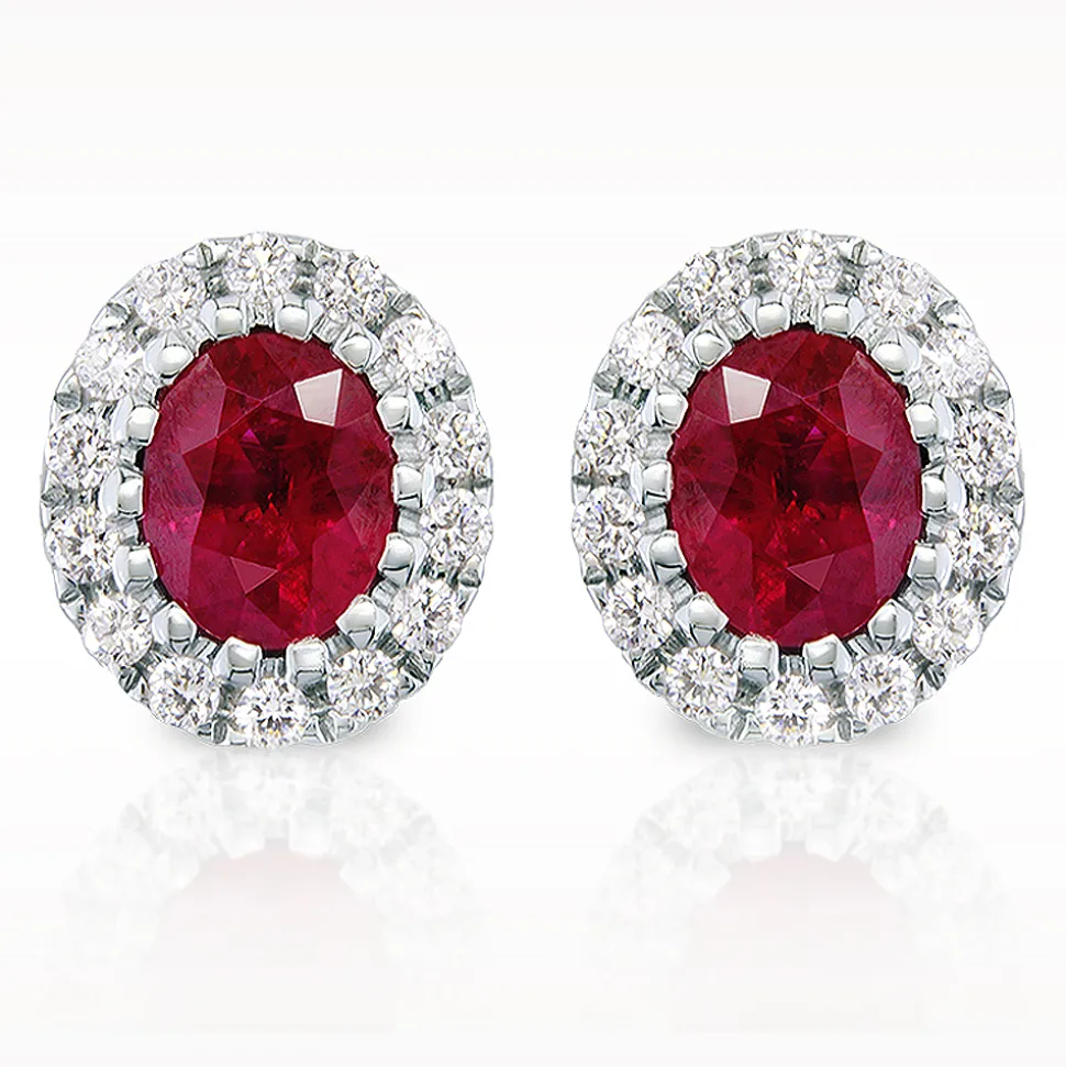0.91ct Ruby And Diamond White Gold Earrings