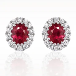 0.71ct Ruby And Diamond White Gold Earrings