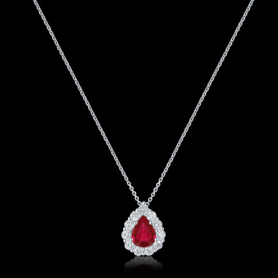 1.14ct Ruby and Diamond White Gold Necklace
