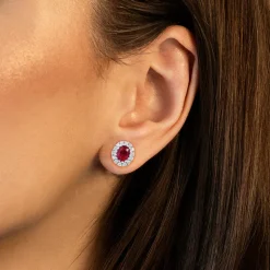 0.91ct Ruby And Diamond White Gold Earrings