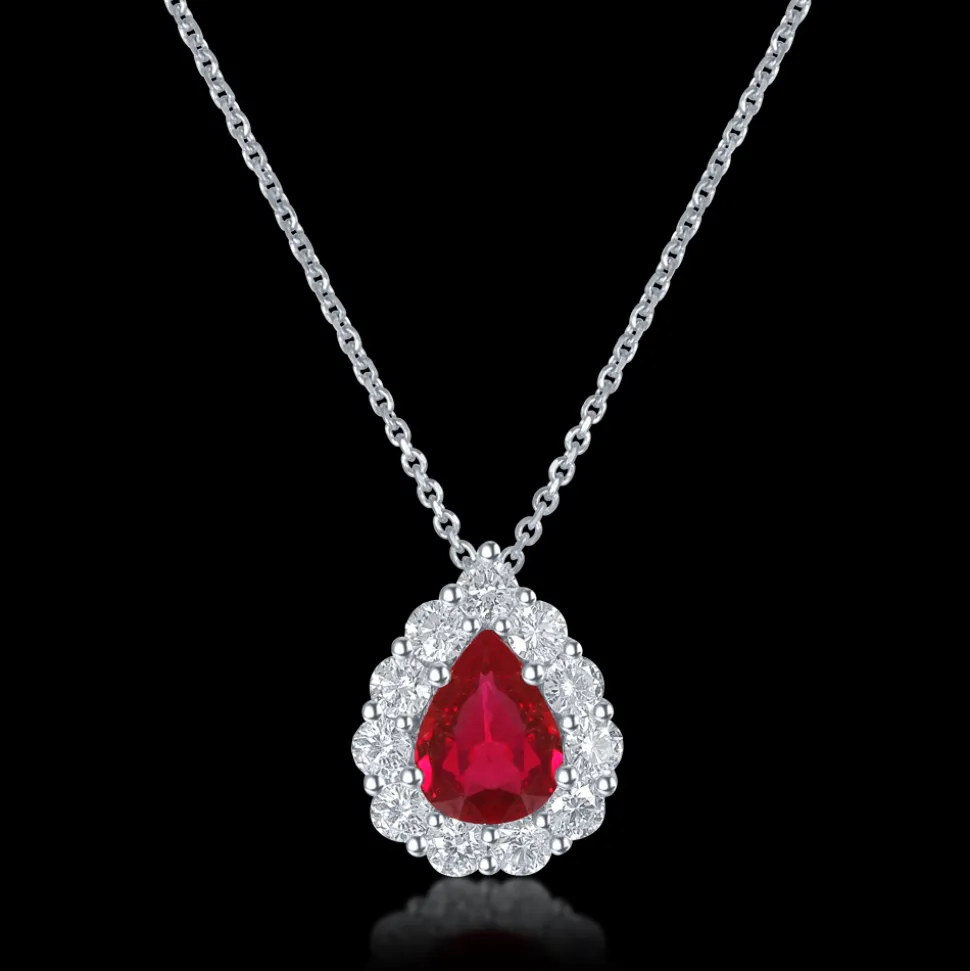 1.14ct Ruby and Diamond White Gold Necklace