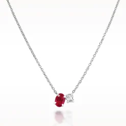 1.00ct Ruby And Diamond White Gold Necklace