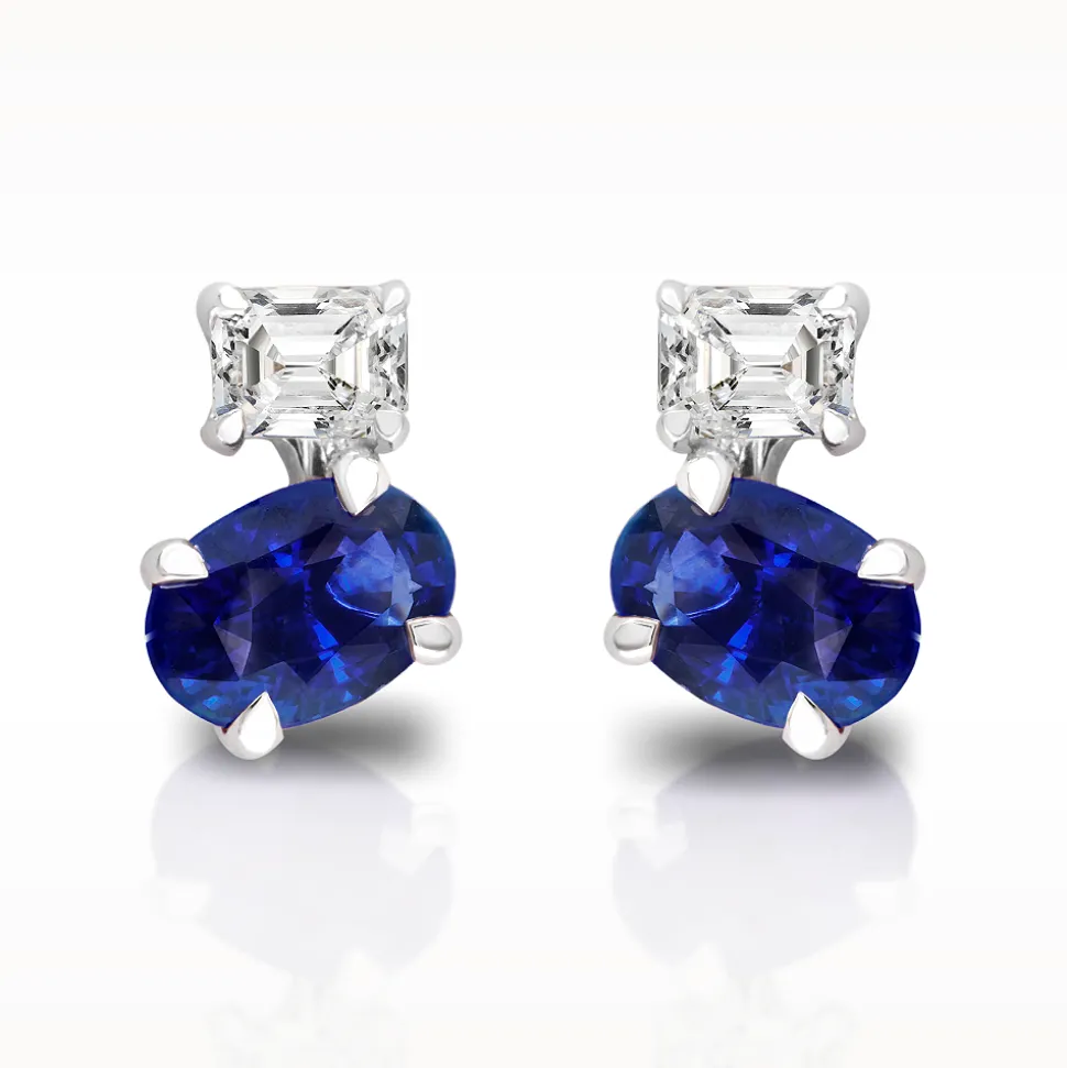 1.30ct Sapphire And Diamond White Gold Earrings