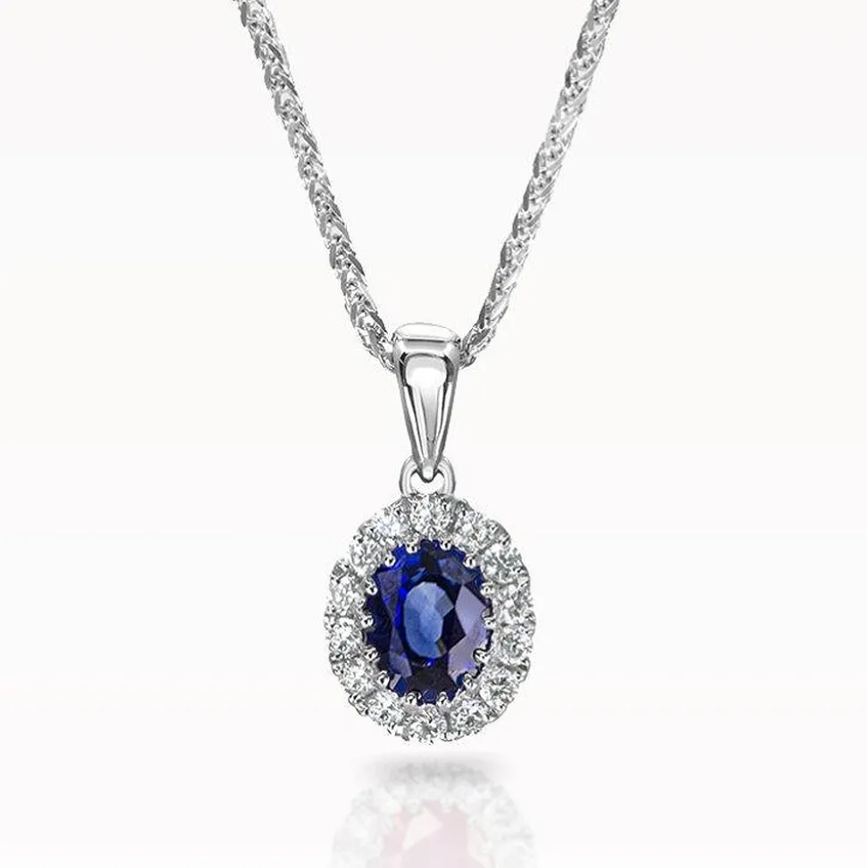 0.45ct Sapphire And Diamond White Gold Necklace