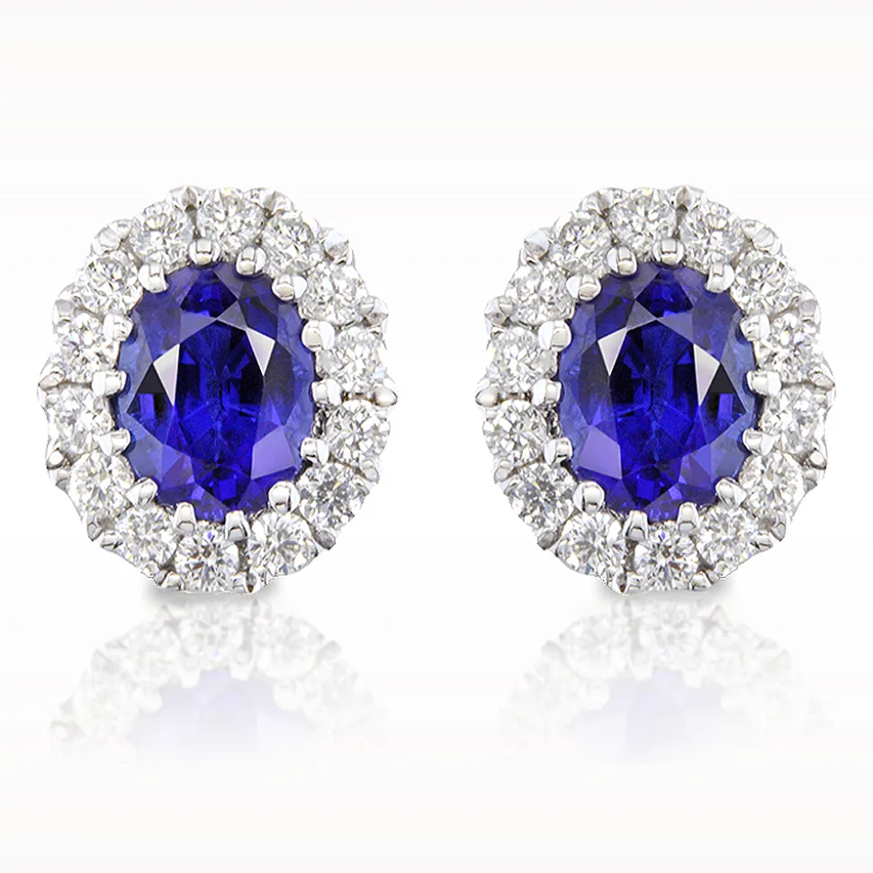 0.88ct Sapphire And Diamond White Gold Earrings