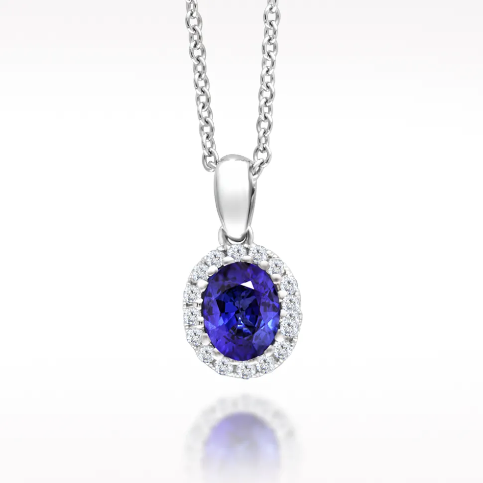 0.72ct Sapphire And Diamond White Gold Necklace