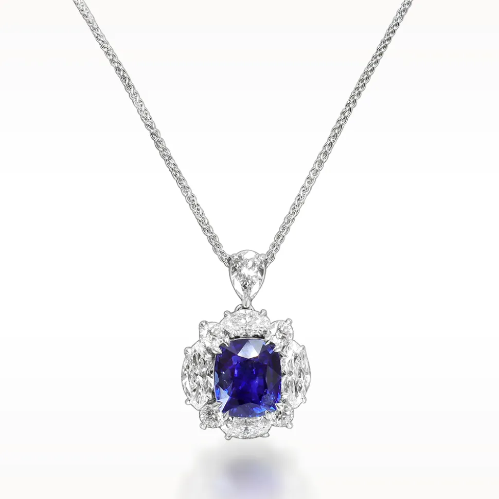 5.75ct Sapphire And Diamond White Gold Necklace