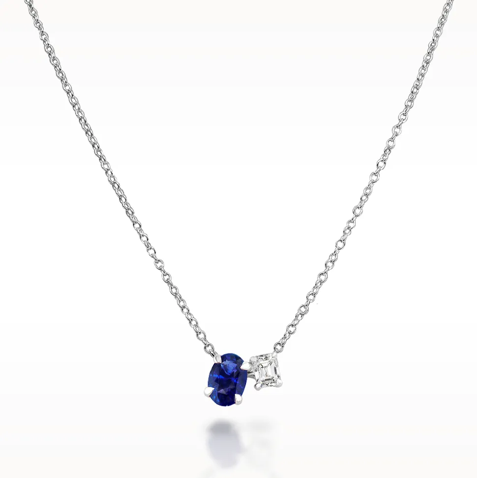 1.05ct Sapphire And Diamond White Gold Necklace