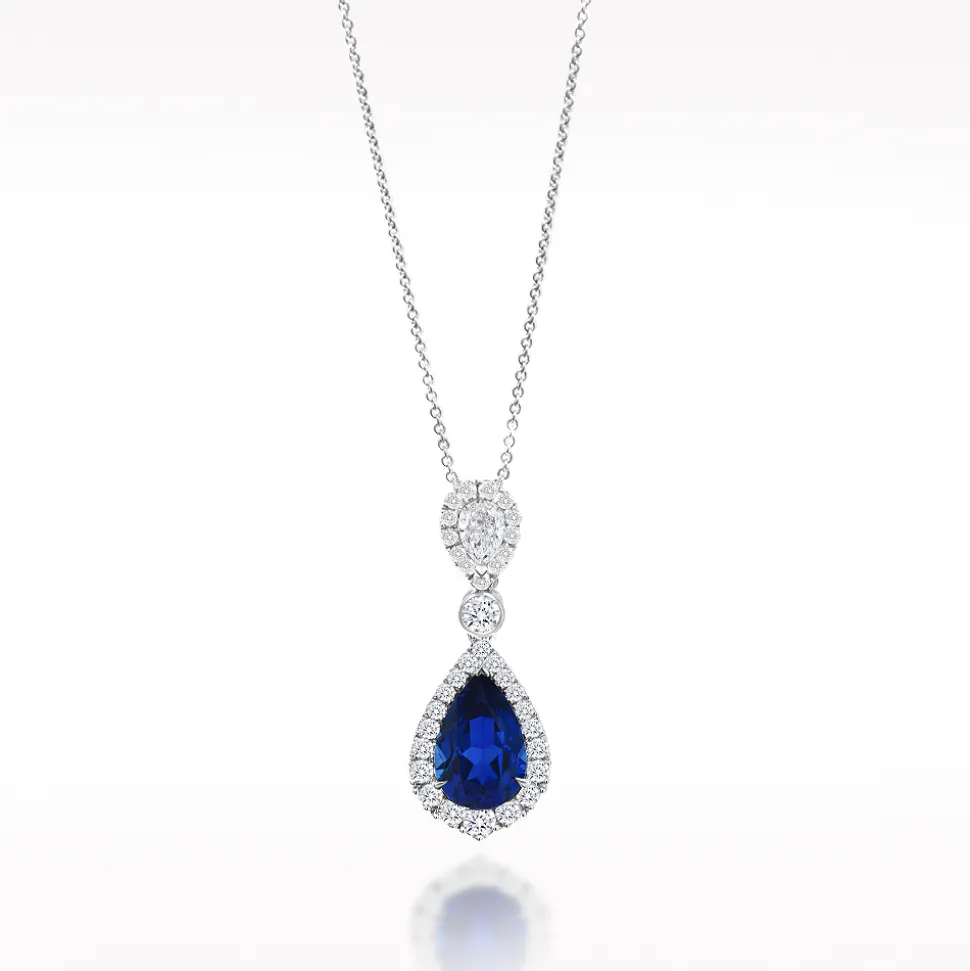 3.02ct Sapphire And Diamond White Gold Necklace