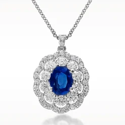 3.04ct Sapphire And Diamond White Gold Necklace