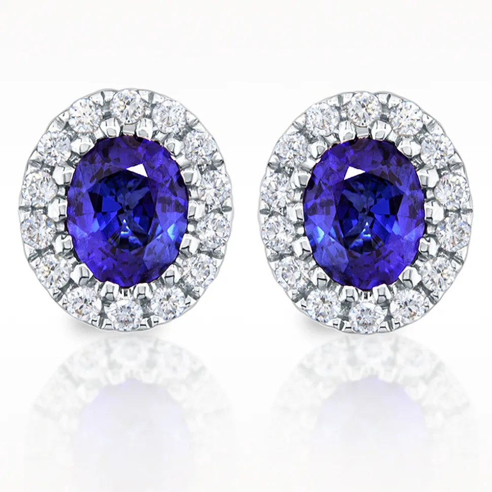 0.59ct Sapphire And Diamond White Gold Earrings