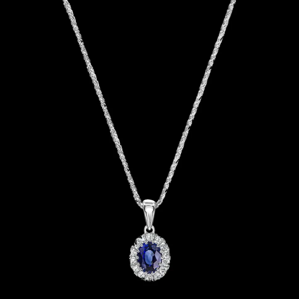 0.45ct Sapphire And Diamond White Gold Necklace